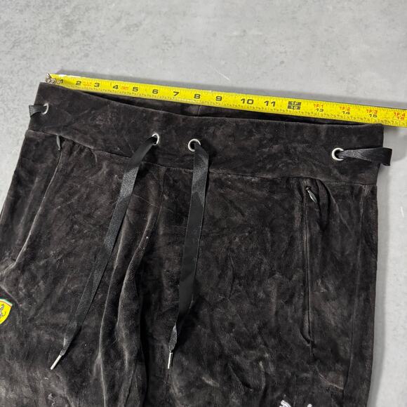 Puma x Ferrari Velour Track Pants Black Logo Sweatpants - Size: XS - Picture 4 of 8